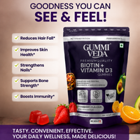 GummiVeda Biotin + Vitamin D3 Gummies – Strawberry | For Hair, Skin & Bones | 60 Gummies 2