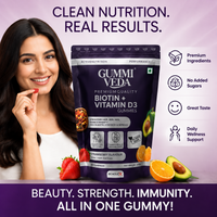 GummiVeda Biotin + Vitamin D3 Gummies – Strawberry | For Hair, Skin & Bones | 60 Gummies 3