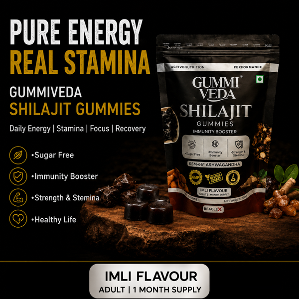 Gummyveda™ All Day Energy Gummies – Natural Imli Flavour | Sustained Focus & Vitality | 60 Vegan Gummies