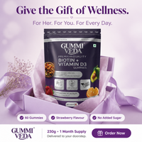 GummiVeda Biotin + Vitamin D3 Gummies – Strawberry | For Hair, Skin & Bones | 60 Gummies 10